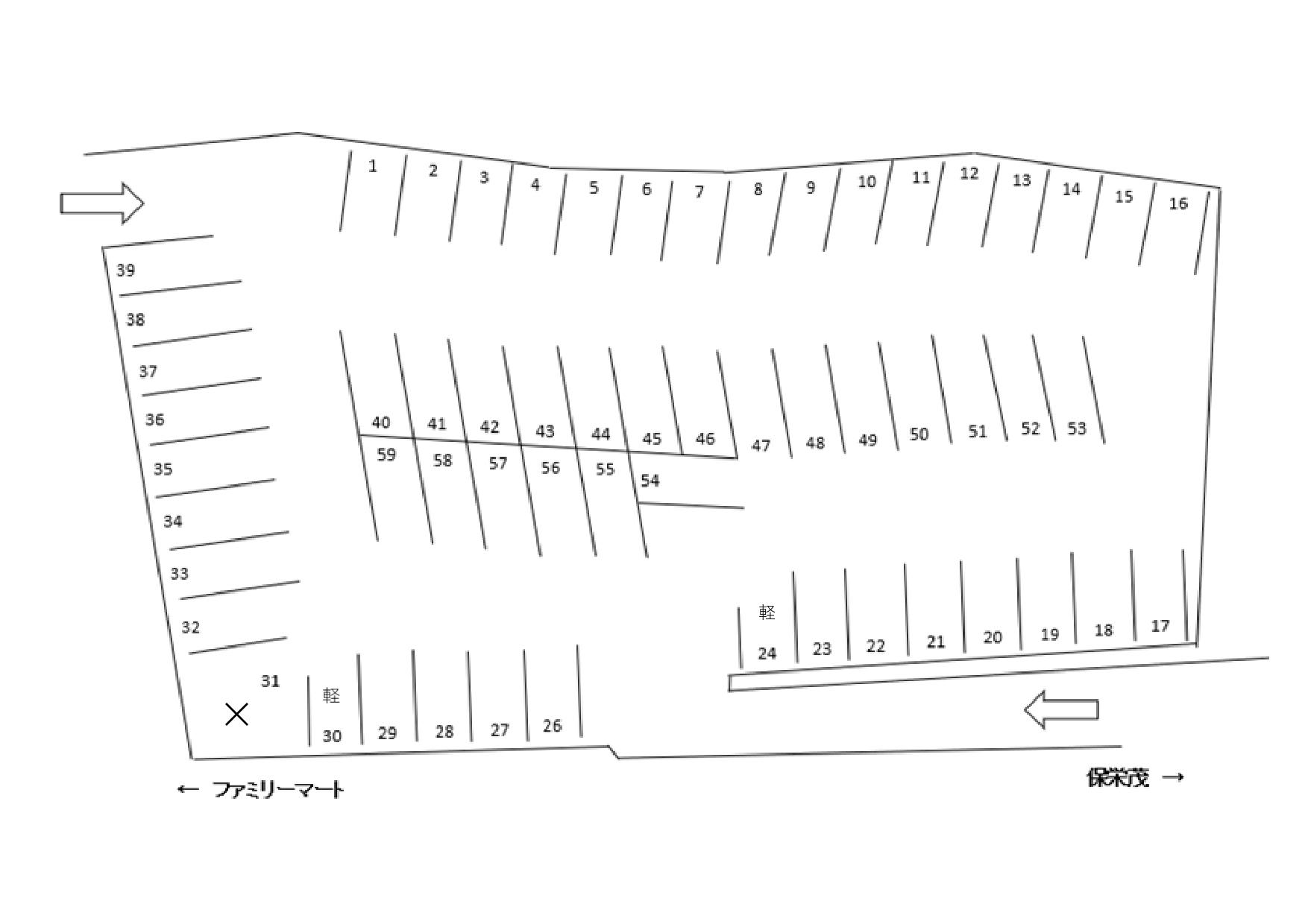 渡嘉敷金城駐車場の駐車配置図