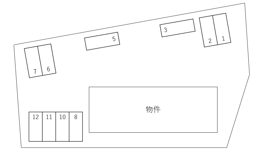 Mandarino Pesca別駐車場の駐車配置図
