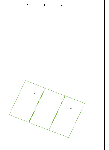 十九軒町ガレージの駐車配置図