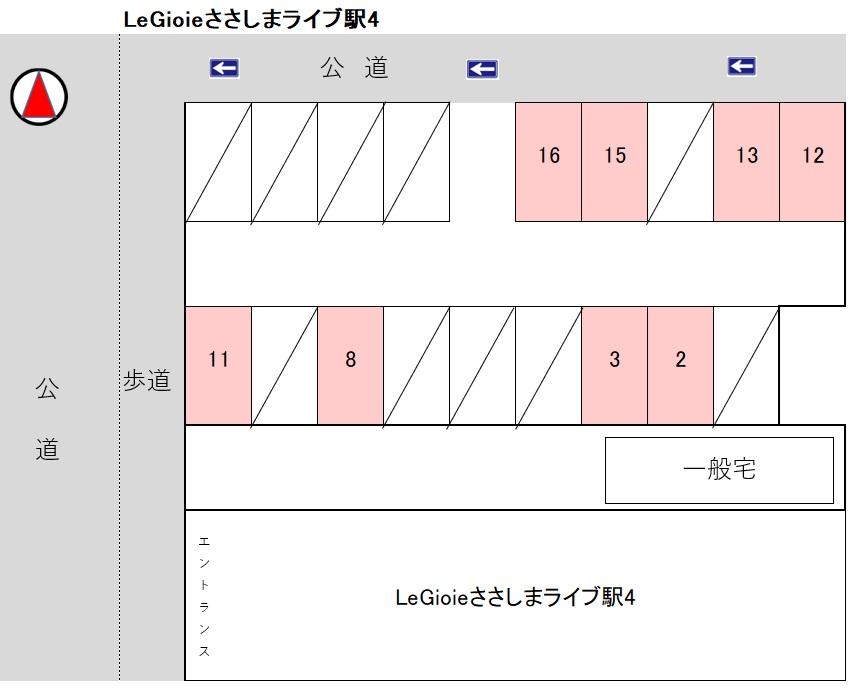 LeGioieささしまライブ駅4の駐車配置図