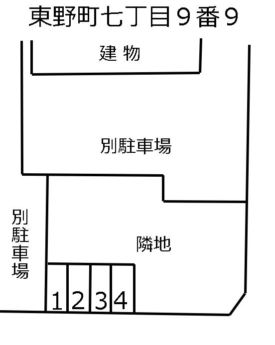 東野町七丁目9番9の駐車配置図