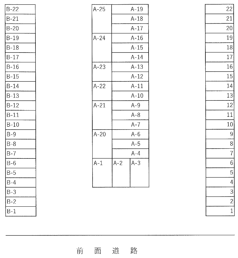南町駐車場の駐車配置図
