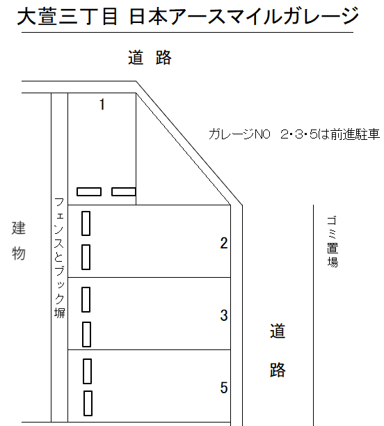大萱3丁目日本アースマイルガレージの駐車配置図