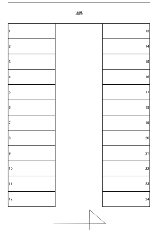 山鹿市中央通月極駐車場の駐車配置図
