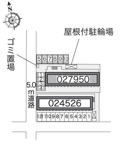 サスジュウ Ⅱ(27950) 敷地外駐車場の駐車配置図