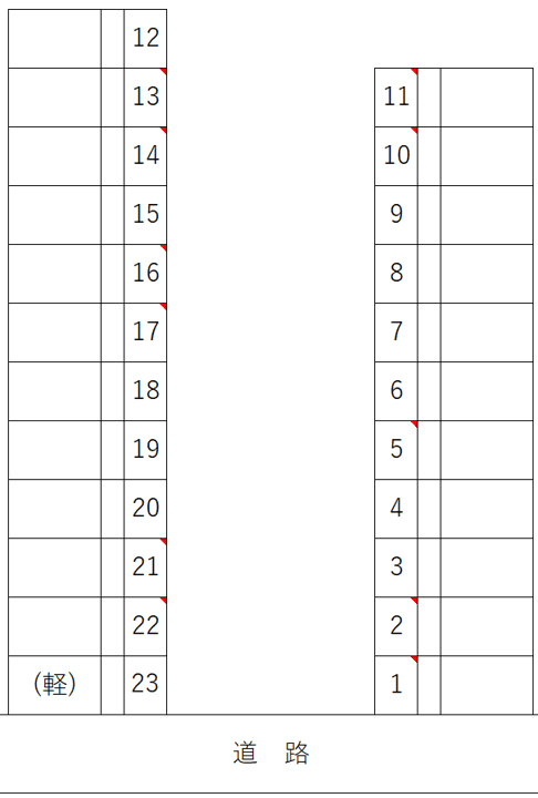 ハーベストパーキングの駐車配置図