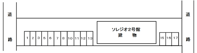ソレジオ2号館駐車場の駐車配置図