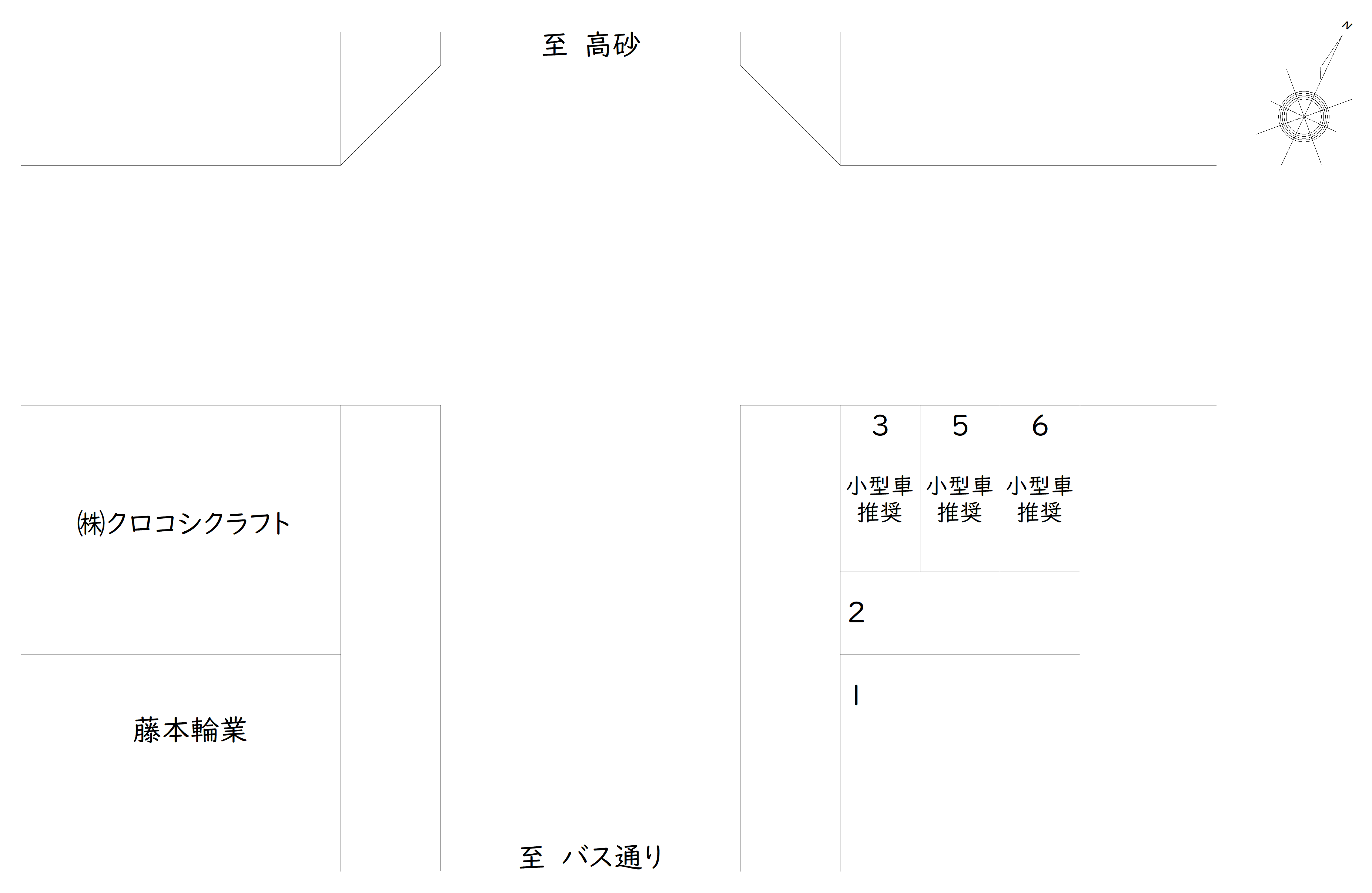 細田4-8北西角 駐車場の駐車配置図