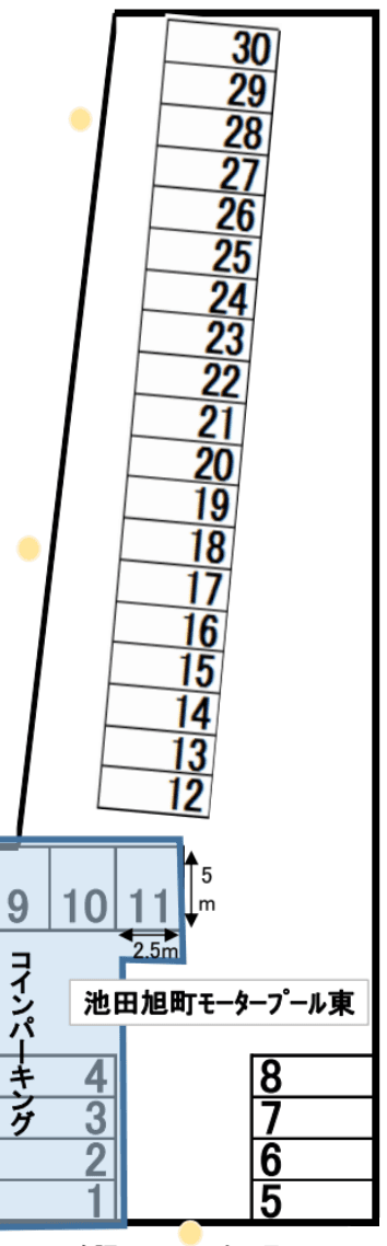 池田旭町モータープール(東)の駐車配置図