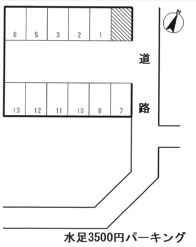 水足3500円パーキングの駐車配置図