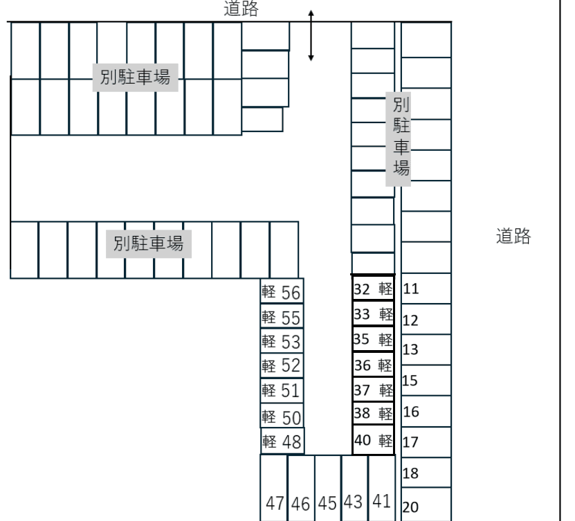 共和町3丁目9番5駐車場の駐車配置図