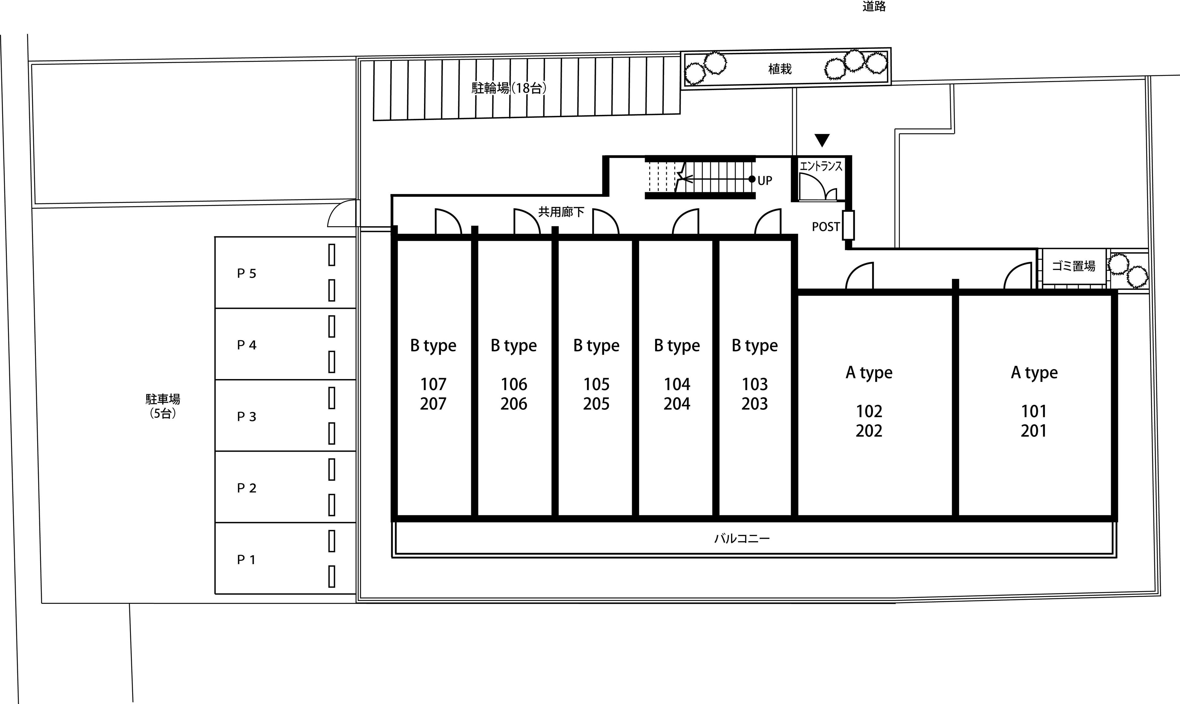 リブリ・南柏の駐車配置図