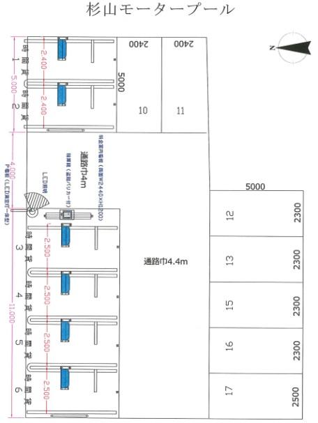 杉山モータープールの駐車配置図