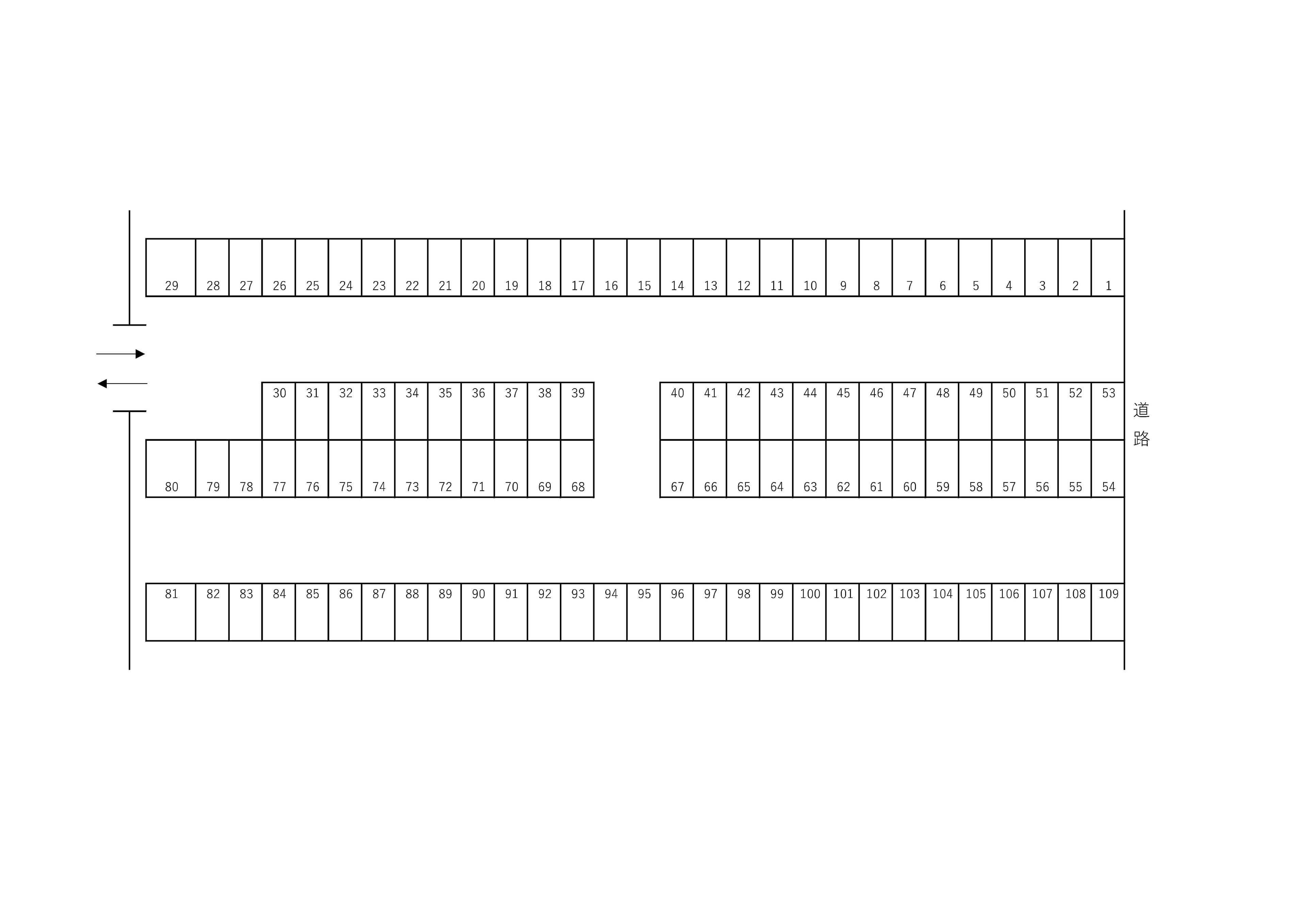 新光第二駐車場の駐車配置図