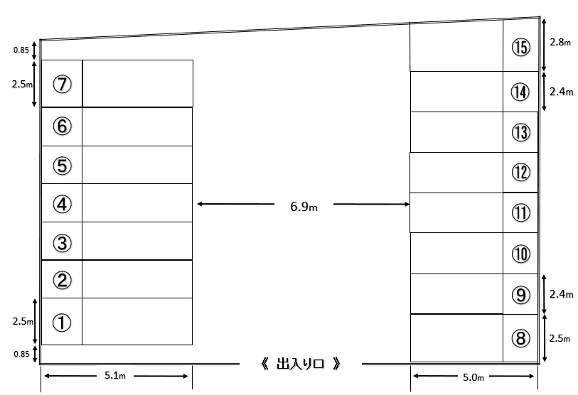第3タナカパーキングの駐車配置図