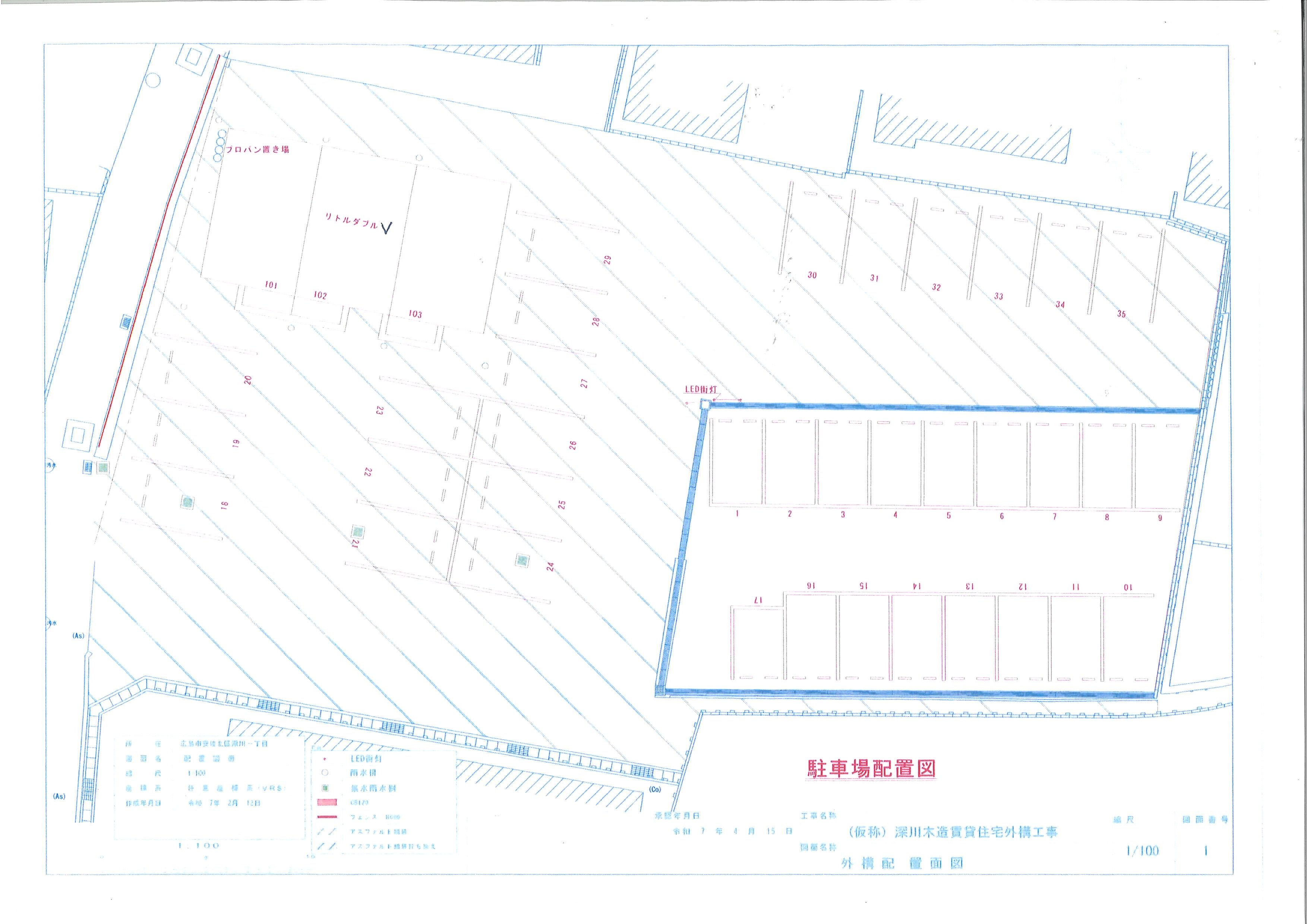 小西駐車場の駐車配置図