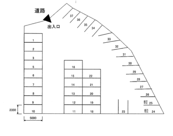 平岡モータープールの駐車配置図