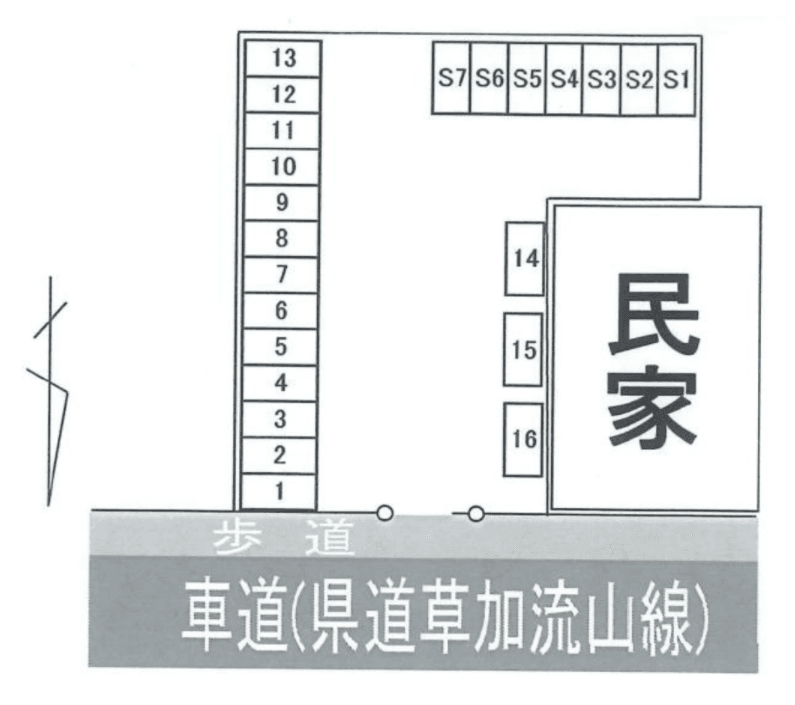 野崎第4駐車場の駐車配置図