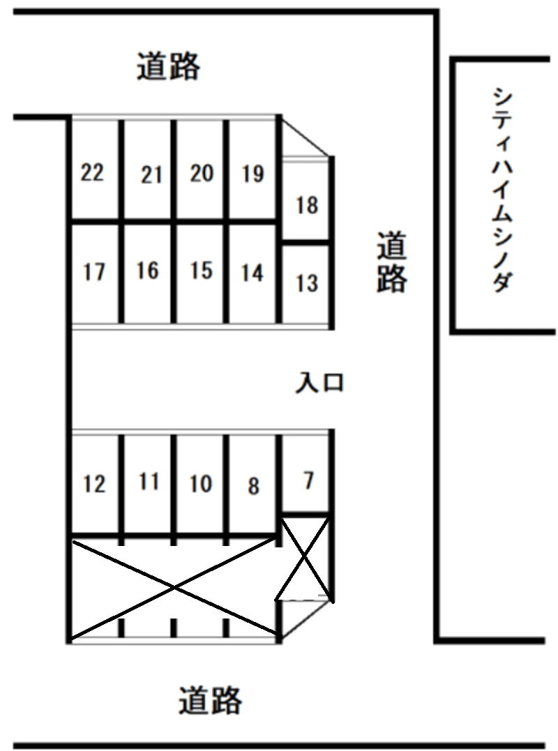 篠田農園第一駐車場の駐車配置図