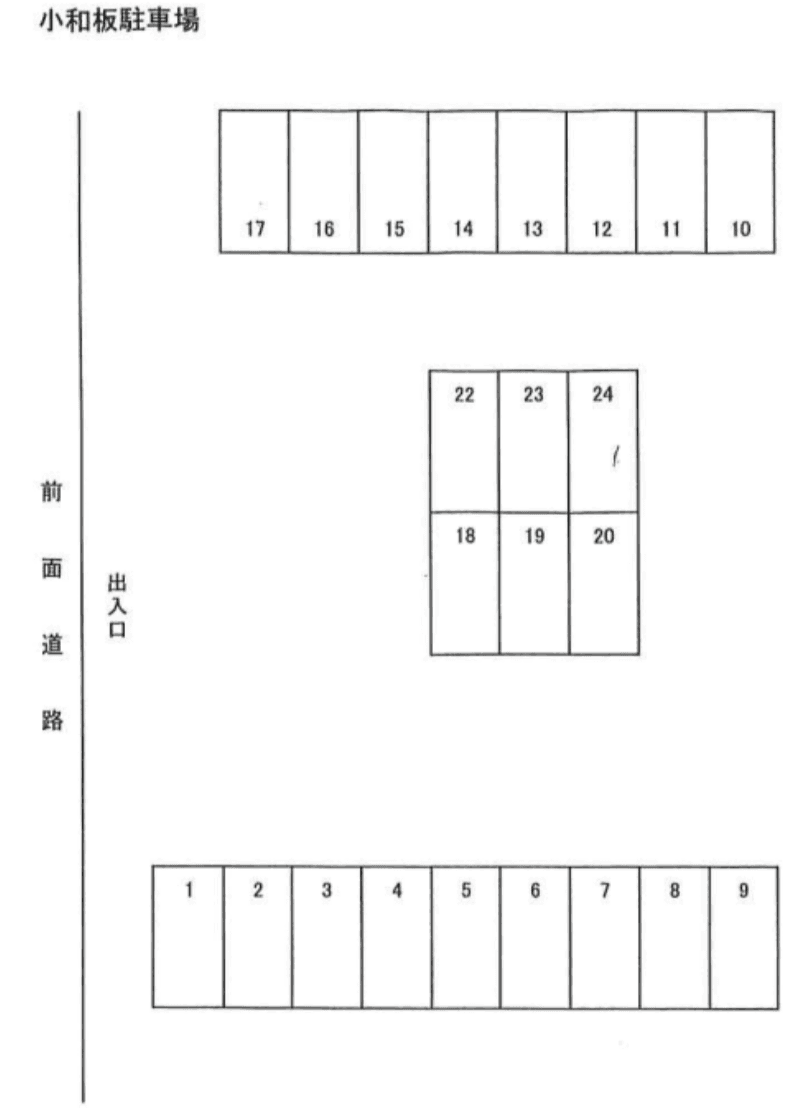小和板駐車場の駐車配置図