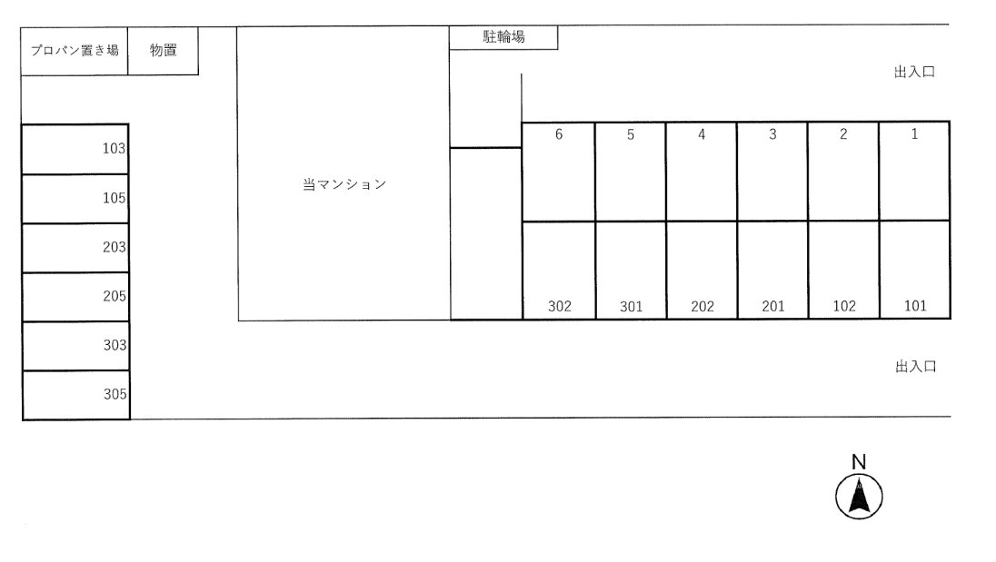 TNマンションⅠの駐車配置図