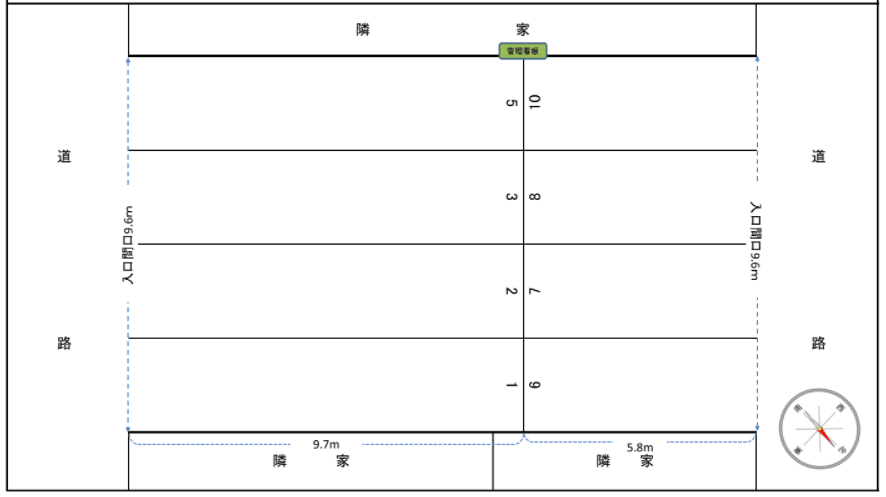 福生田代駐車場の駐車配置図