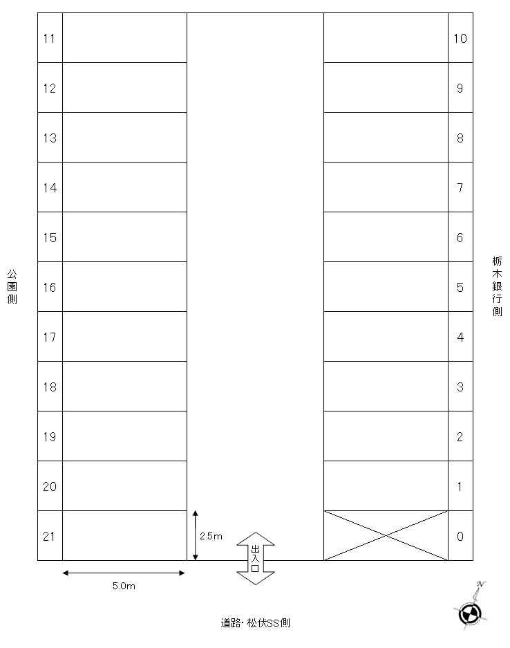 P-168駐車場の駐車配置図