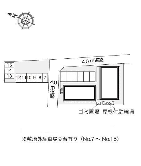 シャトー(21998) 敷地外駐車場の駐車配置図