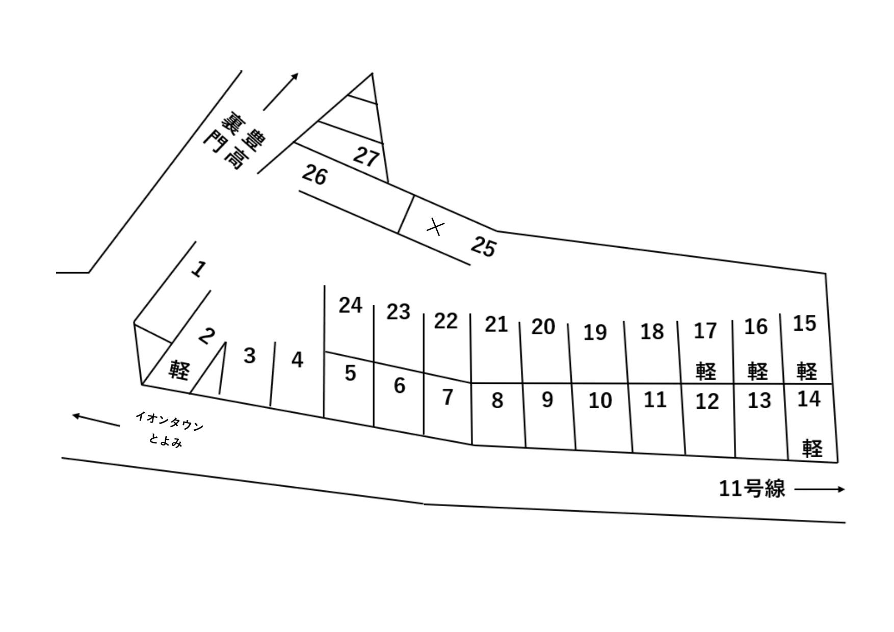 丸徳Pの駐車配置図
