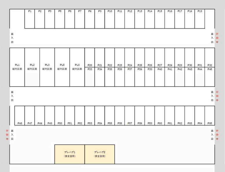 岩瀬パーキングの駐車配置図
