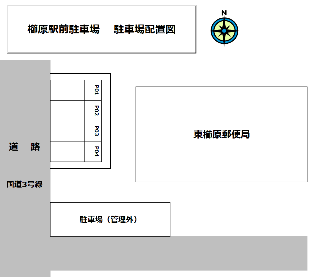 櫛原駅前駐車場の駐車配置図