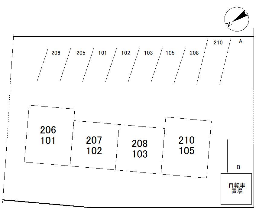 サンメゾン駐車場の駐車配置図