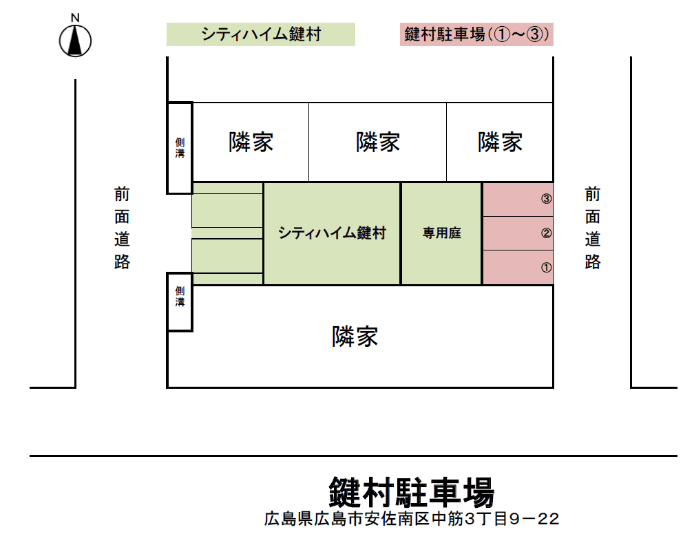 鍵村駐車場の駐車配置図