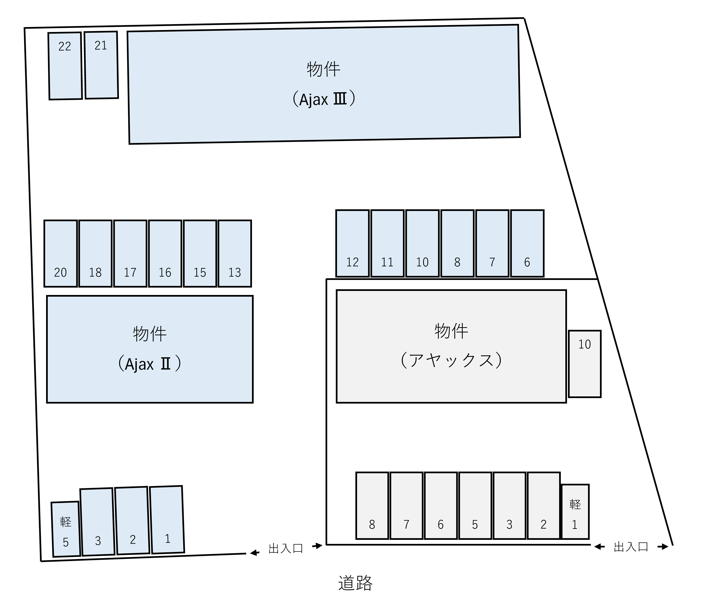 Ajax Ⅱ・Ⅲ別駐車場の駐車配置図