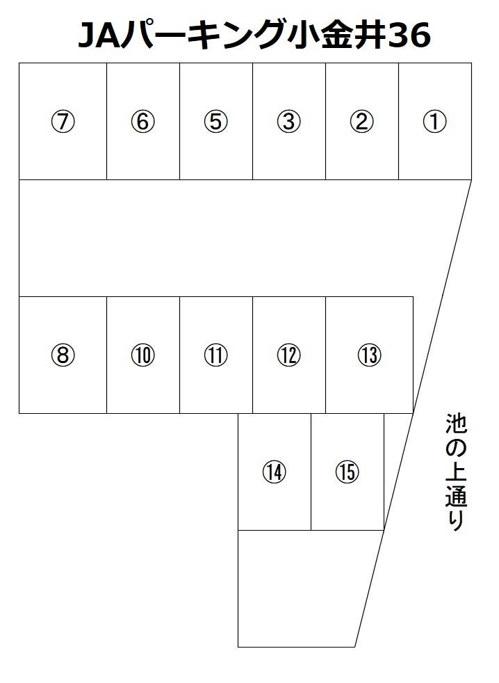 JAパーキング小金井36の駐車配置図