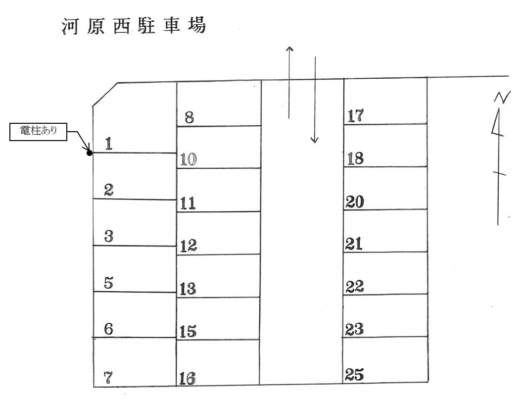 河原西駐車場の駐車配置図