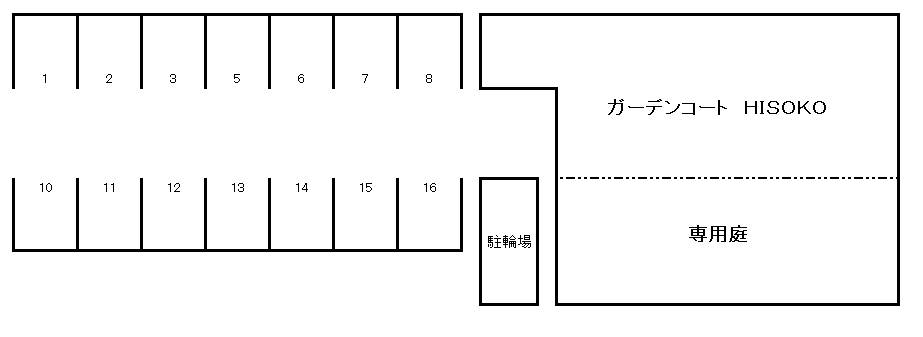 ガーデンコート HISOKOの駐車配置図