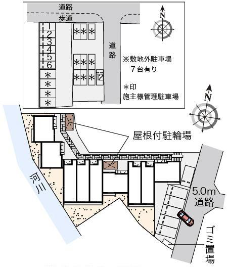クレイノ井戸浜(58285) 敷地外駐車場の駐車配置図