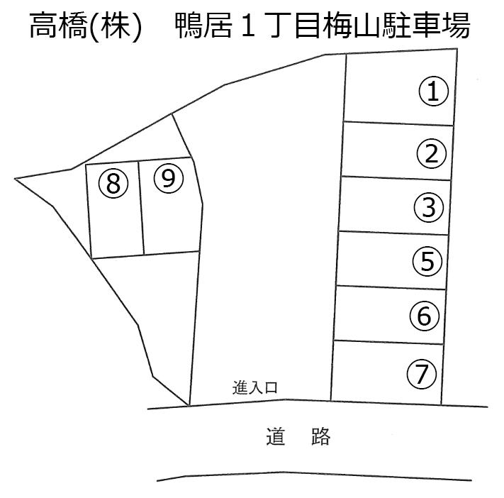 高橋(株) 鴨居1丁目梅山駐車場の駐車配置図