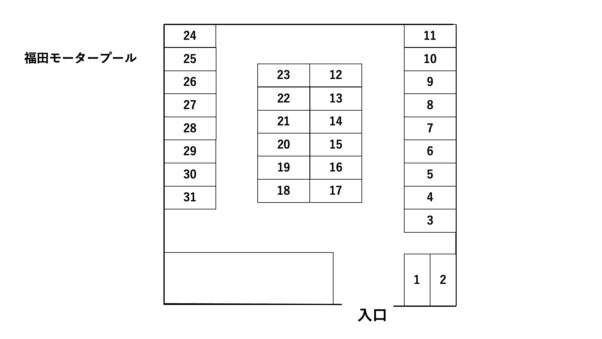 福田モータープールの駐車配置図