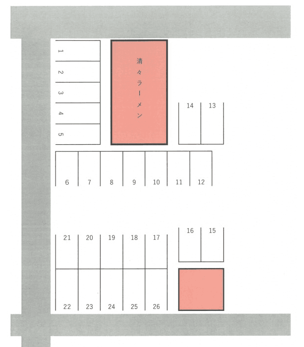 三枚橋町田代駐車場の駐車配置図
