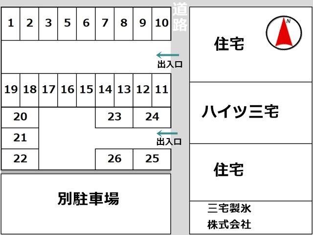 久保田ガレージの駐車配置図