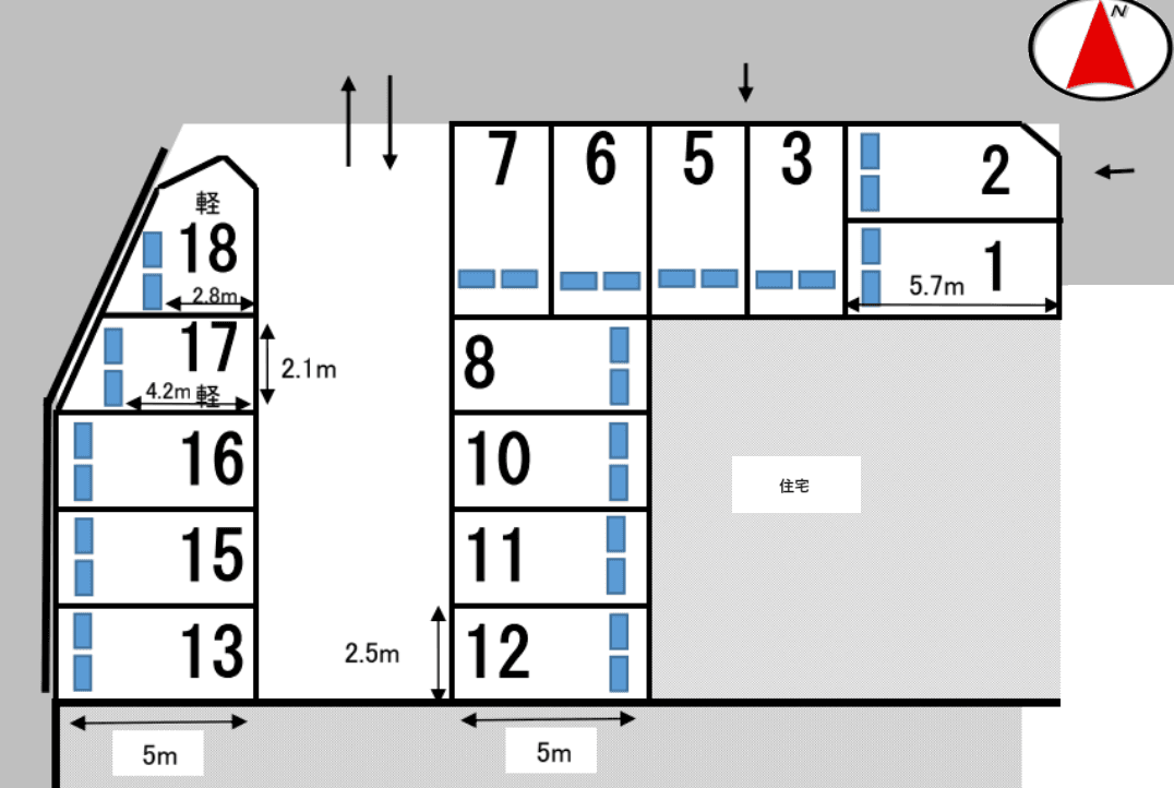 山口モータープールの駐車配置図