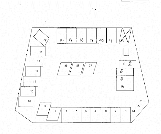 市場跡地駐車場の駐車配置図