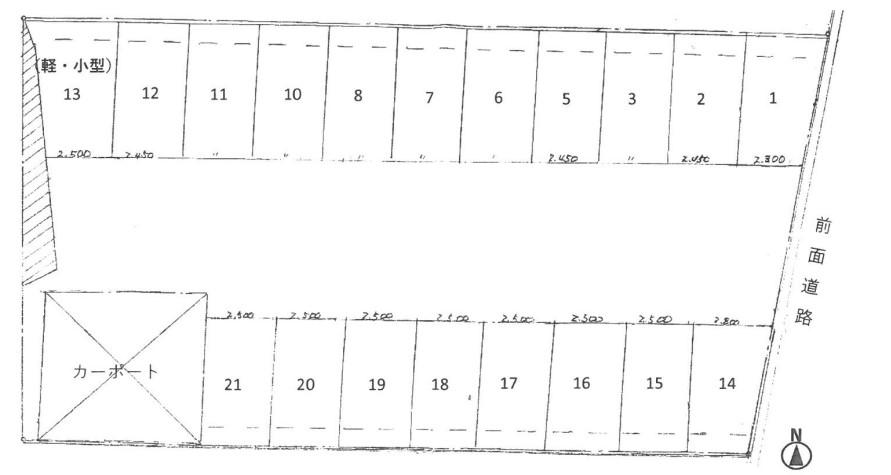 ココリコパーキングの駐車配置図