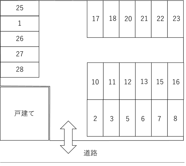 高野第三駐車場の駐車配置図
