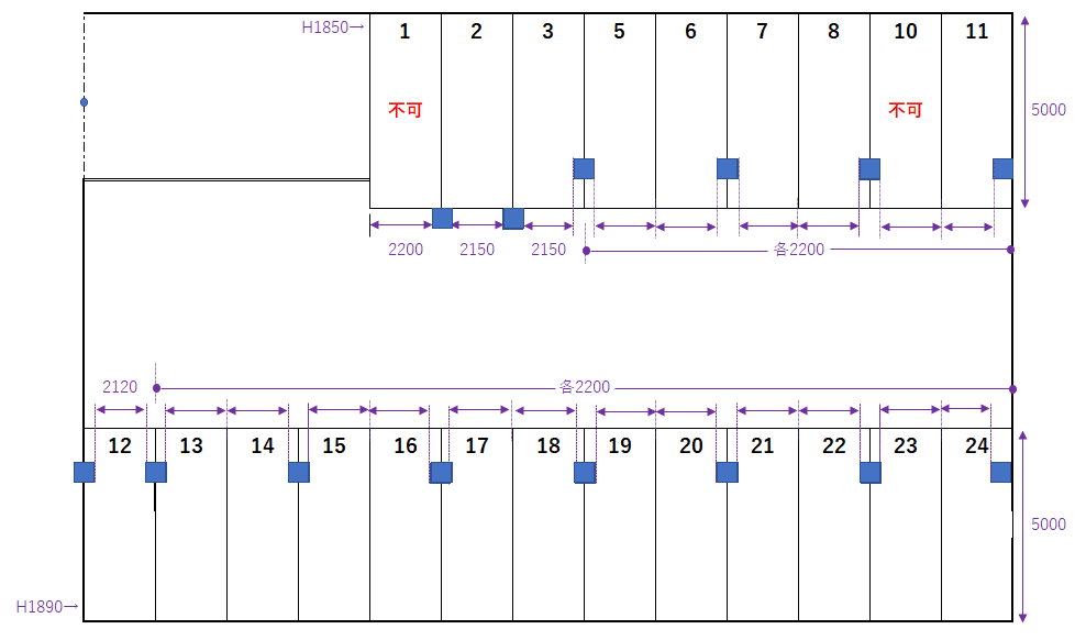 パーキングいしおか1階の駐車配置図