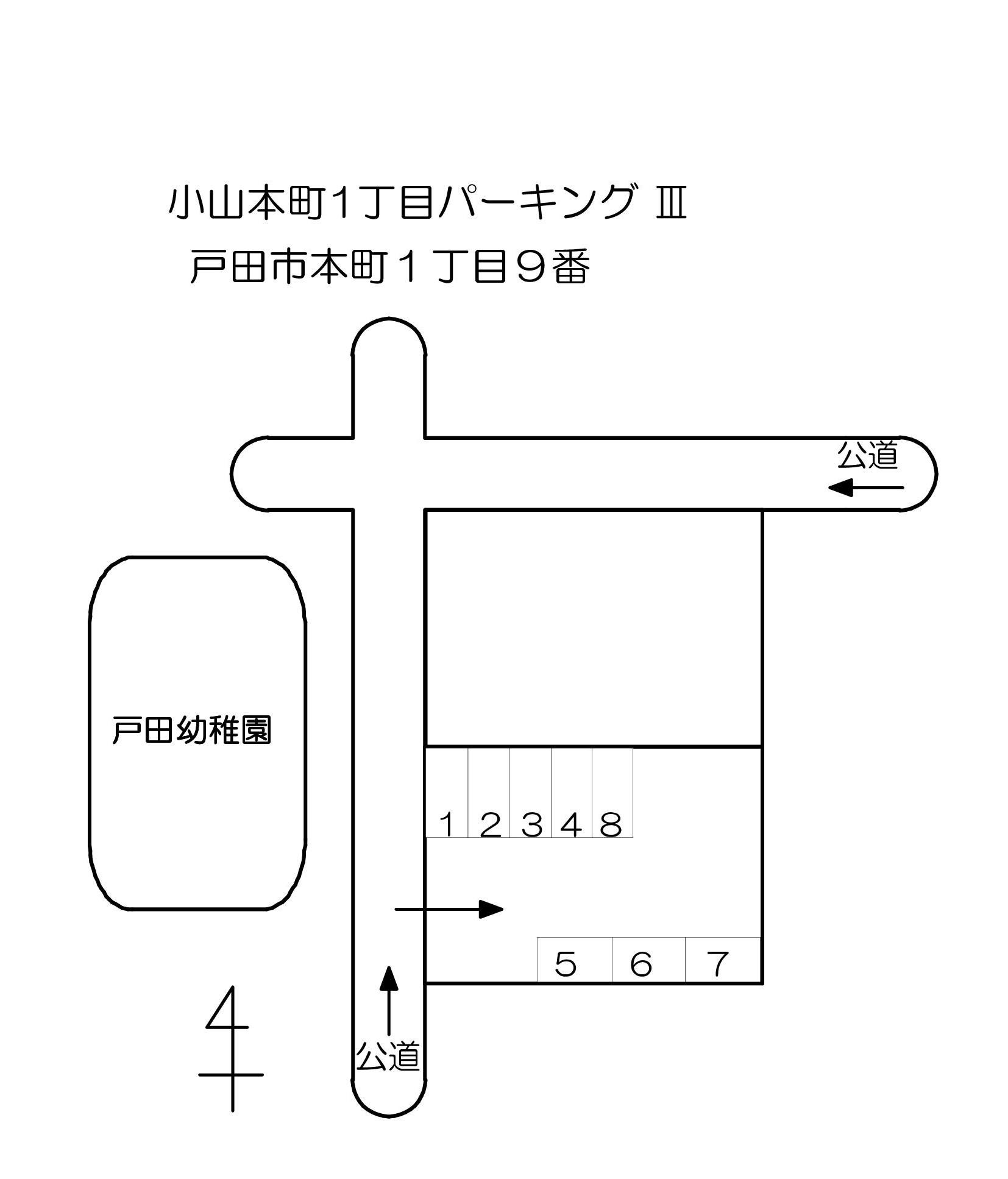 小山本町1丁目パーキングⅢの駐車配置図