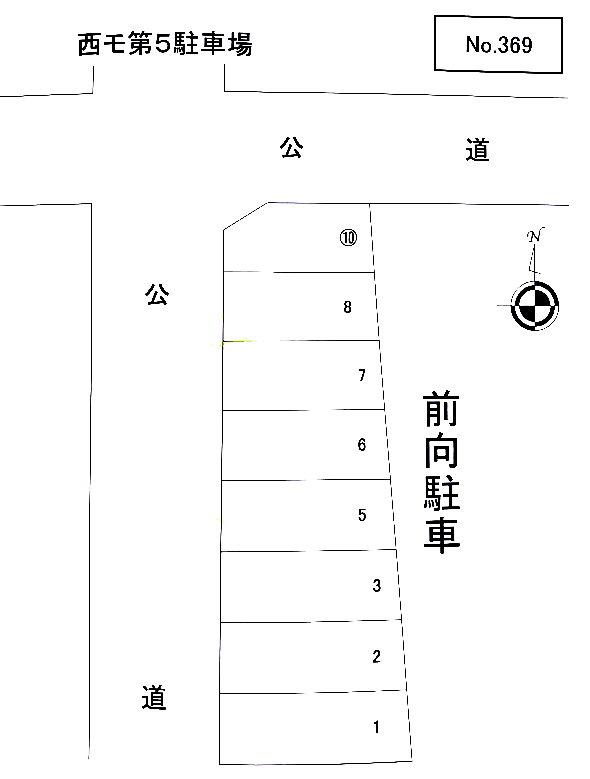 西モ第5駐車場の駐車配置図