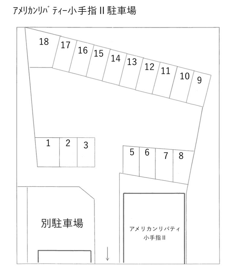 アメリカンリバティー小手指Ⅱ駐車場の駐車配置図